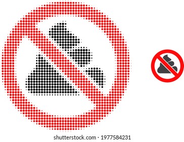 Forbidden shit halftone dot icon illustration. Halftone pattern contains round dots. Vector illustration of forbidden shit icon on a white background. Flat abstraction for forbidden shit object.