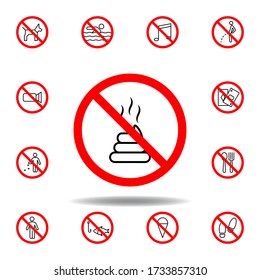 Forbidden shit icon. set can be used for web, logo, mobile app, UI, UX