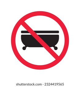 Forbidden shower icon. No shower vector sign. Prohibited Warning shower icon.  Caution or attention concept. No shower restriction icon. EPS 10 flat symbol pictogram