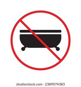 Forbidden shower icon. No shower vector sign. Prohibited Warning shower icon.  Caution or attention concept. No shower restriction icon. Bath symbol pictogram UX UI