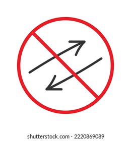 Forbidden sign of arrow icon isolated on white background vector illustration. Warning, caution, attention, restriction, danger flat sign design. EPS 10 symbol