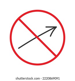 Forbidden sign of arrow icon isolated on white background vector illustration. Warning, caution, attention, restriction, danger flat sign design. EPS 10 symbol