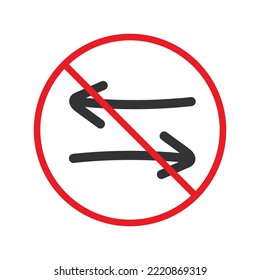 Forbidden sign of arrow icon isolated on white background vector illustration. Warning, caution, attention, restriction, danger flat sign design. EPS 10 symbol