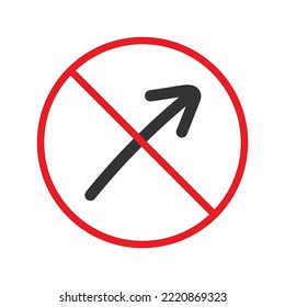 Forbidden sign of arrow icon isolated on white background vector illustration. Warning, caution, attention, restriction, danger flat sign design. EPS 10 symbol