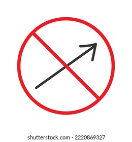 Forbidden sign of arrow icon isolated on white background vector illustration. Warning, caution, attention, restriction, danger flat sign design. EPS 10 symbol