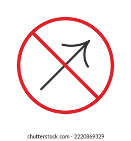 Forbidden sign of arrow icon isolated on white background vector illustration. Warning, caution, attention, restriction, danger flat sign design. EPS 10 symbol