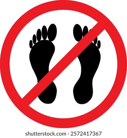 Forbidden sign barefoot not allowed beyond this point. Illustration made January 16th, 2024, Zurich, Switzerland.