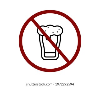  Forbidden sign with beer mug glyph vector icon.  Editable stroke. Symbol in Line Art Style for Design, Presentation, Website or Apps Elements. Pixel vector graphics - Vector