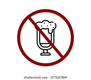 Forbidden sign with beer mug glyph vector icon.  Editable stroke. Symbol in Line Art Style for Design, Presentation, Website or Apps Elements. Pixel vector graphics - Vector