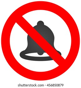 Forbidden sign with bell icon isolated on white background. Bell is prohibited vector illustration. Ringing bell is not allowed image. Bells are banned.