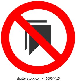 Forbidden sign with bookmark icon isolated on white background. 