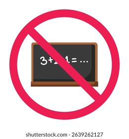 Forbidden sign with chalkboard icon, no chalkboard allowed sign, blackboard  prohibition sign, do not use blackboard  symbol