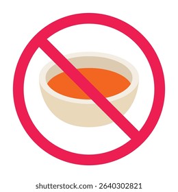 Forbidden sign with chili sauce icon, no chili sauce allowed sign, chili sauce prohibition sign, do not eat hot spicy sauce