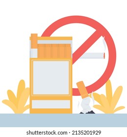 Forbidden sign with cigarette inside metaphor of quit smoking