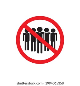 Forbidden Sign Crowd Of People Icon, Flat Style	