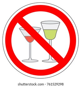 forbidden sign of drinking of alcoholic beverages is prohibited, vector