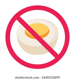 Forbidden sign with egg icon, no egg allowed sign, eggs prohibition sign, do not eat eggs