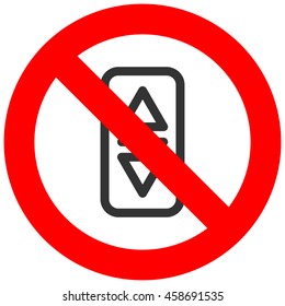 Forbidden sign with elevator buttons icon isolated on white background. Using elevator is prohibited vector illustration. Elevator is not allowed image. Elevators are banned.