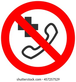 Forbidden sign with emergency call icon