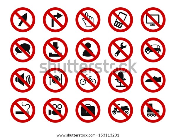 Forbidden Sign Icon Set Stock Vector (Royalty Free) 153113201