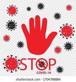 Forbidden sign, icon. Vector illustration stop hand virus
