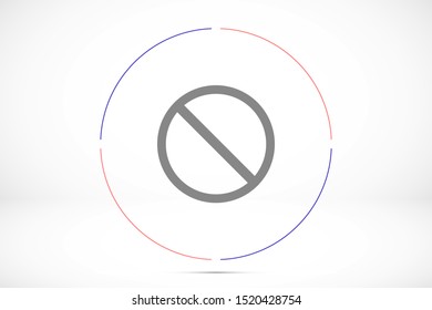 Forbidden sign isolated stock vector icon illustration. Forbidden sign Do not entry line icon; Forbidden sign prohibition sign; forbidden not allowed vector graphics