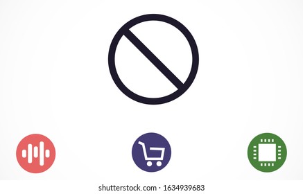 Forbidden sign isolated stock vector icon illustration. Forbidden sign Do not entry line icon; Forbidden sign prohibition sign; forbidden not allowed vector graphics