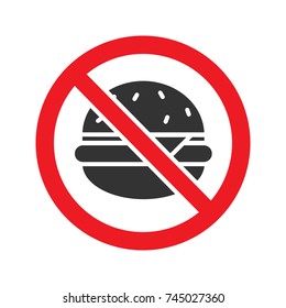 Forbidden sign with knife glyph icon. Stop silhouette symbol. No fast food prohibition. Negative space. Vector isolated illustration