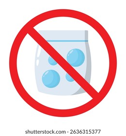 Forbidden sign with laundry detergent icon, no laundry detergent allowed sign, washing powder prohibition sign, do not use washing powder symbol