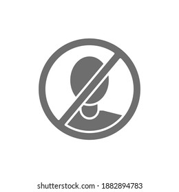 Cartel prohibido con cara de hombre, sin verificación, sin icono de barrido gris.