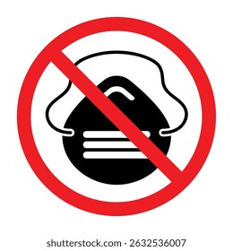 Forbidden sign with medical face mask icon, no medical mask allowed sign, face mask prohibition symbol, do not wear masker medis sign