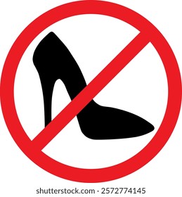 Forbidden sign no high heels allowed beyond this point. Illustration made January 17th, 2025, Zurich, Switzerland.