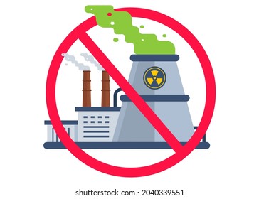 forbidden sign of nuclear plants. flat vector illustration