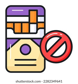 Forbidden sign on cigarette pack showing concept icon of no smoking