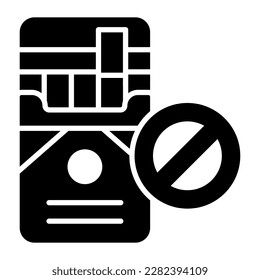 Verbotenes Kennzeichen auf Zigarettenpackung mit Symbol für Rauchverbot
