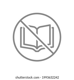 Forbidden Sign With Open Book Line Icon. No Book Reading, Stop Thinking, Education Rejection Symbol