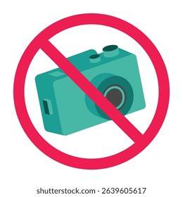 Forbidden sign with photographer camera icon, no photo camera allowed sign, camera prohibition sign, do not take pictures symbol