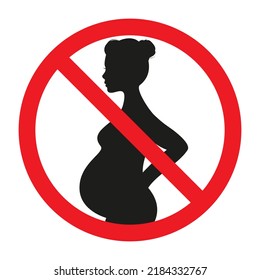 Forbidden sign Pregnancy is prohibited. No pregnant vector illustration