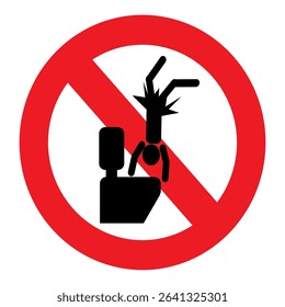 Forbidden sign in the restroom. What you can't do in a public restroom. Illustration of the symbol of prohibition, you can not stand on the toilet with your feet, forbidden for men and women