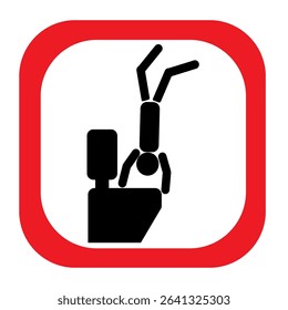 Forbidden sign in the restroom. What you can't do in a public restroom. Illustration of the symbol of prohibition, you can not stand on the toilet with your feet, forbidden for men and women