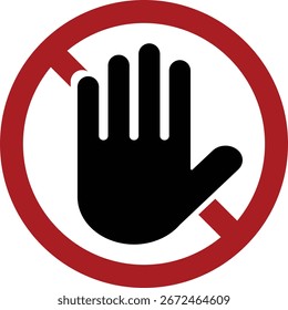 Forbidden sign. stop hand icon. No entry prohibition. Do not touch. Stop Hand sign. Negative space. Vector illustration
