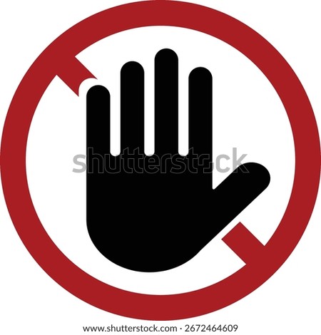 Forbidden sign. stop hand icon. No entry prohibition. Do not touch. Stop Hand sign. Negative space. Vector illustration
