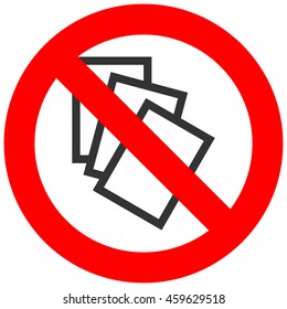 Forbidden sign with three files icon isolated on white background. File is prohibited vector illustration. File is not allowed image. Files are banned.