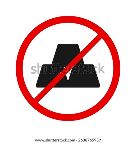 Forbidden sign with three gold bars icon on white background.