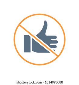 Forbidden sign with a thumb up colored icon. No like, approvement gesture symbol
