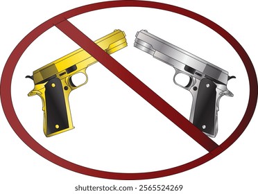 the forbidden sign of using gun.