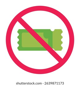 Forbidden sign with voucher or coupon icon, no ticket sign, tickets prohibition sign, no coupon sign