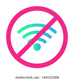 Forbidden sign with wifi icon. No internet. Vector flat design