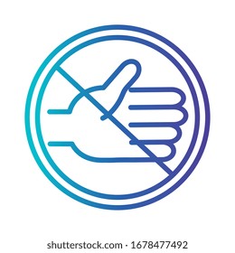 forbidden signal to shake hands, gradient line style icon vector illustration design