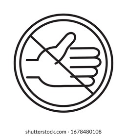 forbidden signal to shake hands, line style icon vector illustration design